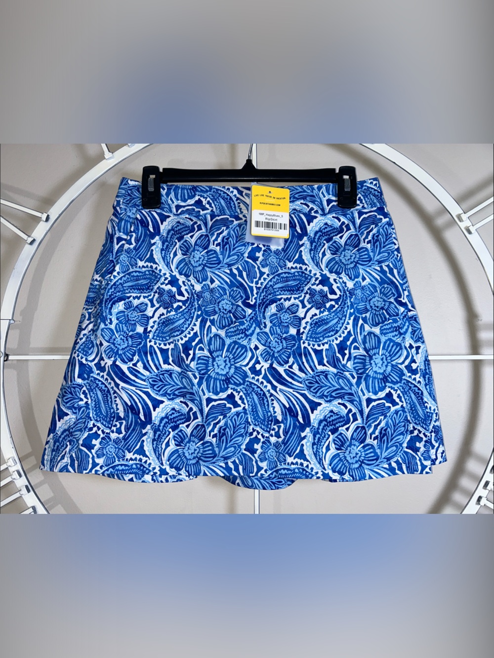 NWT RipSkirt Hawaii Wrap Mini Skirt - "Happy Blues" Print